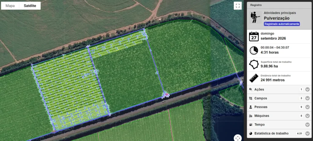 Tela da plataforma farm24 com o trajeto de uma atividade